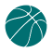 Graphic of teal colored basketball